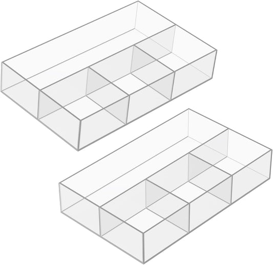 JessLab Acrylic Organizers, Bathroom Organizer for Drawer, Cosmetic Display Cases for Vanity, Countertop, Desk, Kitchen, and Makeup Storage, 2-Pack