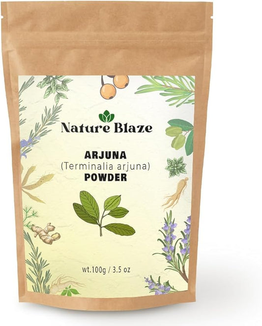 Nature Blaze Arjuna Powder | Terminalia Arjuna | Finely Ground Botanical Powder | No Additives, Preservatives, or Fillers | Traditional Ingredient | 100Gm / 3.5 Ounce