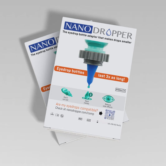 NANODROPPER Adaptor for Eyedrop Bottles – Volume Reducing Adaptor to Extend Bottle Life, Improve Aiming, Reduce Side Effects - 2 Pack