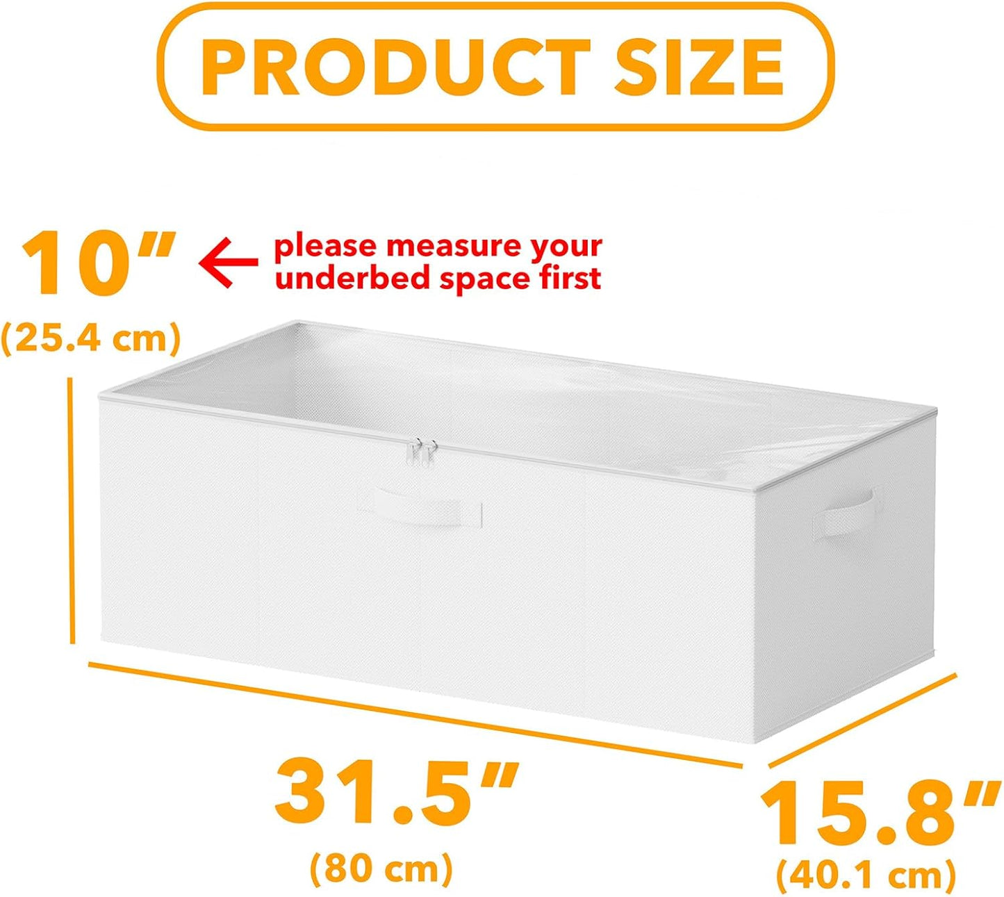 SpaceAid 3 Pack 10" High Under Bed Storage Containers, Large Underbed Storage Organizer Bins with Lids for Bedroom, Dorm, Clothes, Closet Organization, Bed Sheets and Blankets (White)