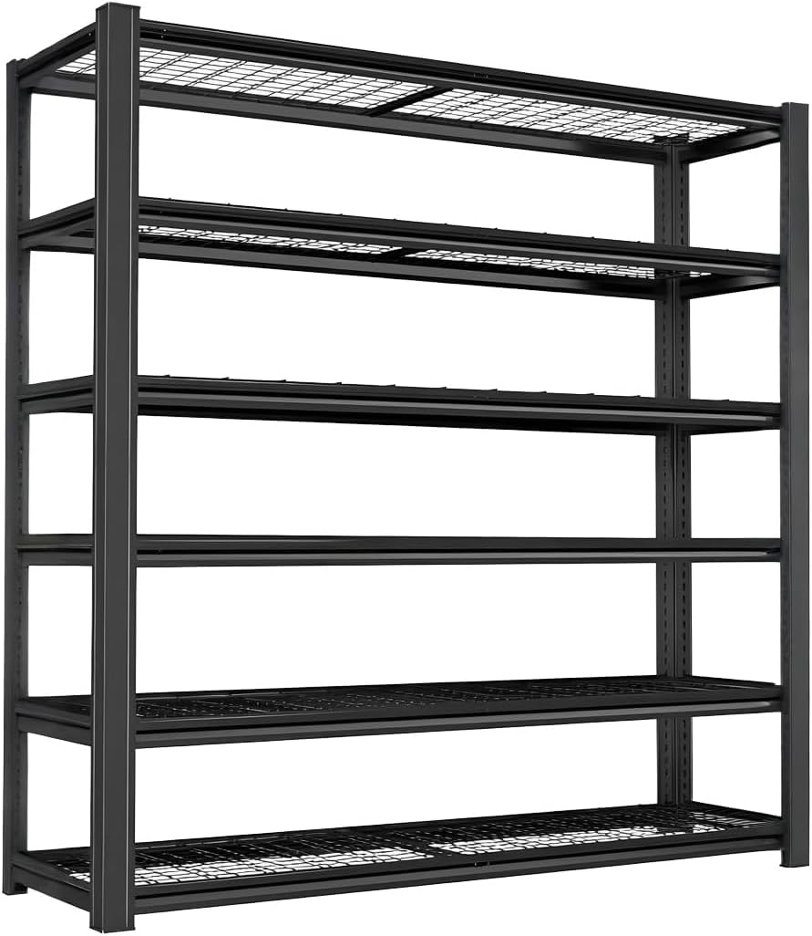 Standing Shelf Units Heavy Duty Storage Rack Industrial Wire Mesh Shelving Double Layer Support Floor Mount Black for Garage Warehouse Storage 84" H x 59.5" W x 23.5" D 6-Tier 4200LBS