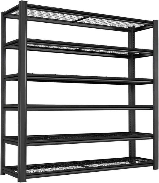 Standing Shelf Units Heavy Duty Storage Rack Industrial Wire Mesh Shelving Double Layer Support Floor Mount Black for Garage Warehouse Storage 84" H x 59.5" W x 23.5" D 6-Tier 4200LBS