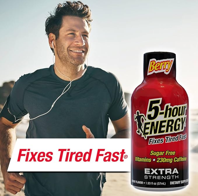 5-hour ENERGY Extra Strength Berry Energy Shot 1.93oz, 20-Pack – Sugar Free Caffeine Energy Booster with B-Vitamins & Amino Acids – Zero Calorie