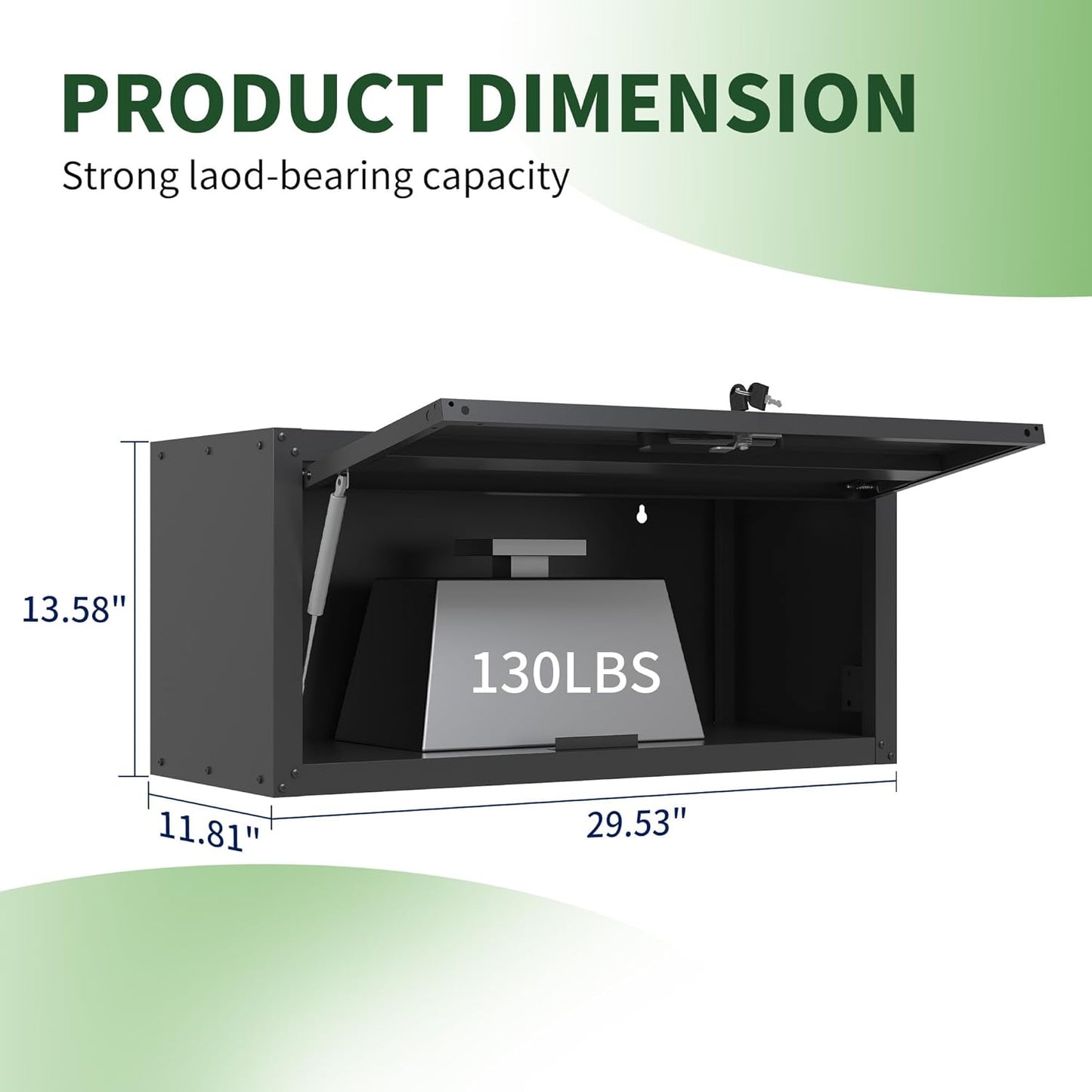 Garage Wall Cabinet, Wall Mounted Cabinet with Up-flip Door and Adjustable Shelf for Garage, Tool Room, Kitchen, Assembly Required(Black)