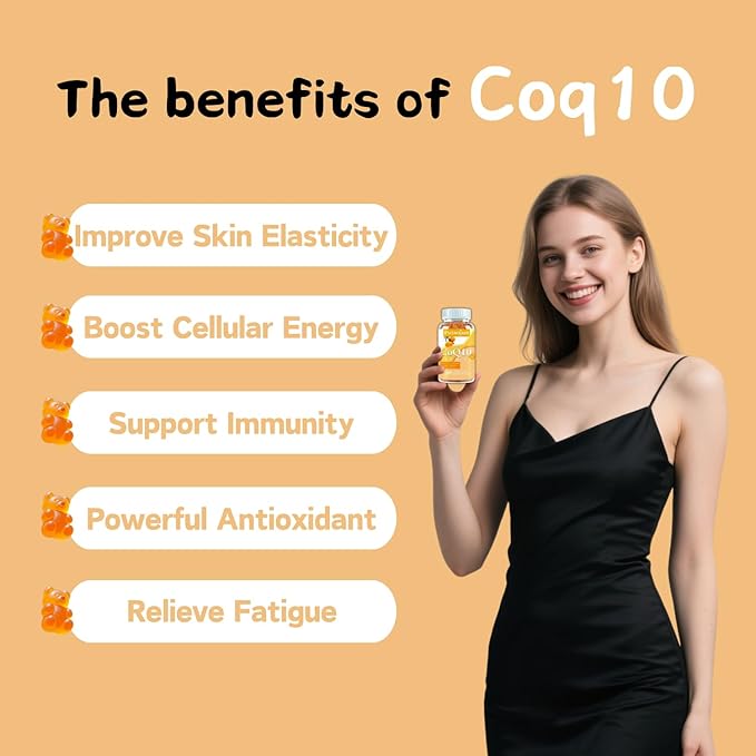 coq10 Gummies | coq10 Gummies for Adults | Orange Flavor | Sugar Free Coenzyme Q10 Vitamins Muscle & Bone Energy | Ultra High Absorption, Cellular Energy, Antioxidant (120 Count (Pack of 2))