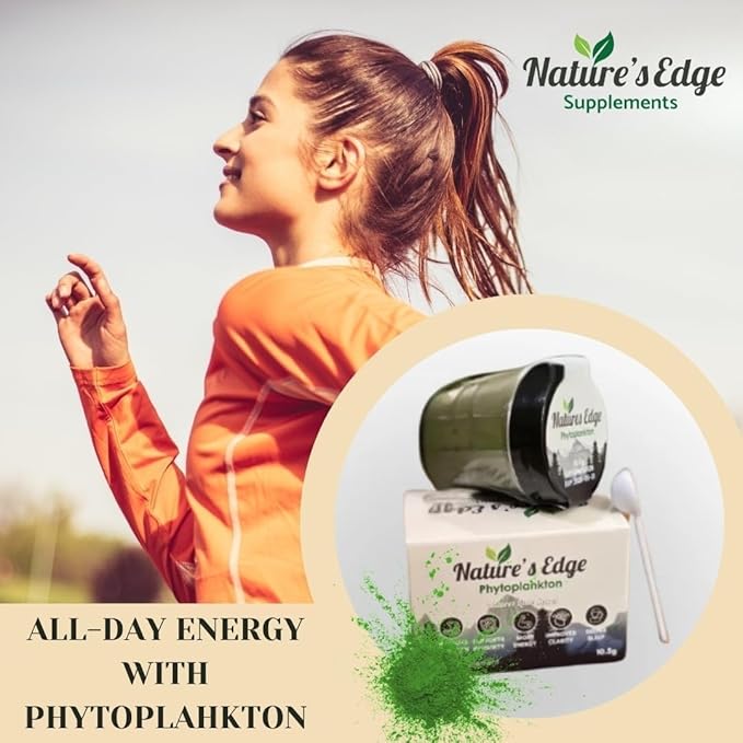 Natures Edge Pure Marine Phytoplankton Powder - Supports Energy, Immune Health, Digestion - Essential Vitamins, Minerals, Omega-3 Greens Powders - Superfood Powder's Healthy Sleep, Gut Health - 10.5g