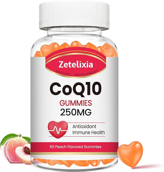 CoQ10 Gummies, 5X Better Absorption Coenzyme Q10 for Cellular Energy and Antioxidant Support, 60 Peach Gummies