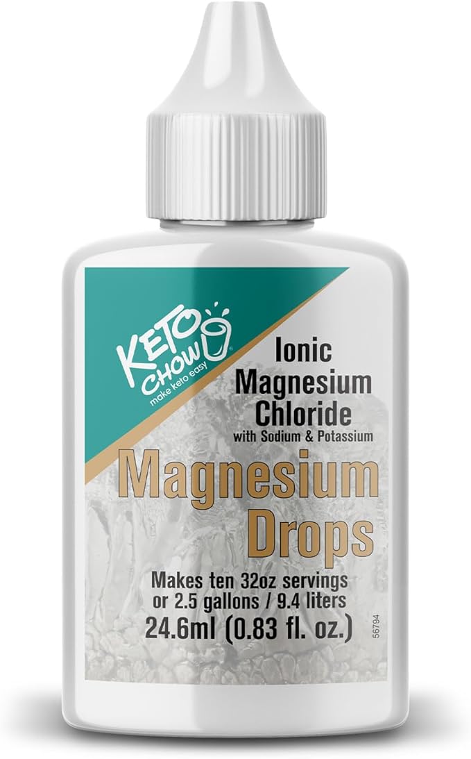Keto Chow Ionic Magnesium Chloride Supplement Drops | Provides Magnesium, Eletrolytes & Trace Minerals The Body Needs | Sourced from Utah's Great Salt Lake | On The Go Container | 24ml Pocket Flask
