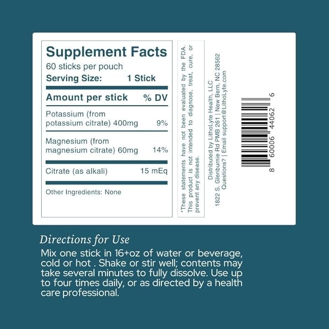 Kidney Health 15 mEq | Water & Beverage Enhancer for Kidney Health | Developed by Urologists | 60 Sticks