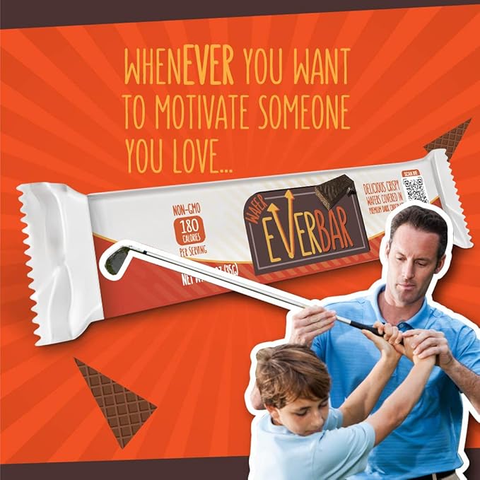 EverBar - Dark'n Crispy Chocolate Bars, 24 Count | Non-GMO, Dark Chocolate Wafer Candy Bar | On the Go | With Coffee or Tea | Healthy Snack | Bite-Size Premium Wafer Chocolate 24 Count (Pack of 1)