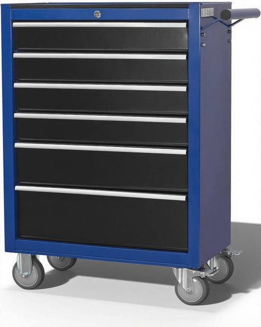 6-Drawer Rolling Tool Chest with Locking Wheels & Drawers, 13" D x 24.2" W x 36.6" H Mobile Tool Storage Cabinet, Heavy-Duty Garage Organizer w/Ergonomic Handle
