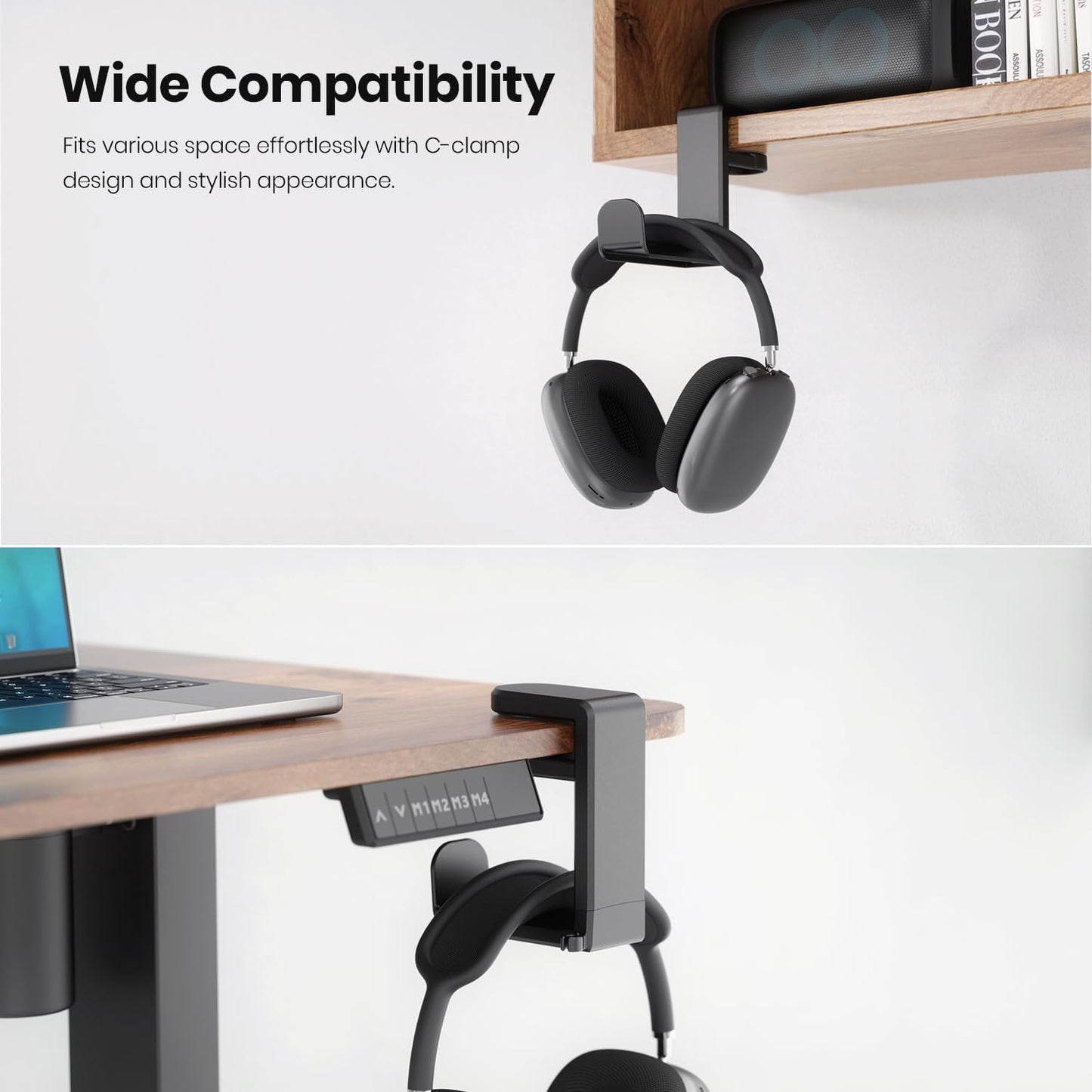 Rotating Headphone Stand - EURPMASK Upgraded PC Gaming Headset Stand, Adjustable Clamp-on Headphone Holder, Headphones Hanger Hook Under Desk with 360 Degree Swivel&Cable Clip Organizer - Darth Vader
