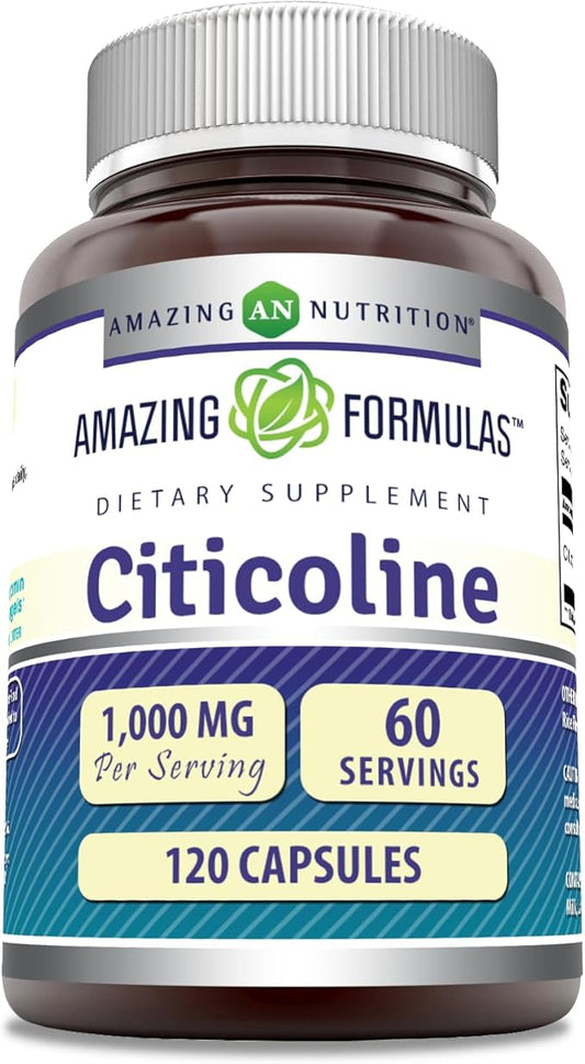 Amazing Formulas Citicoline Supplement | 1000 Mg per Serving | 120 Capsules | Non-GMO | Gluten-Free | Made in USA