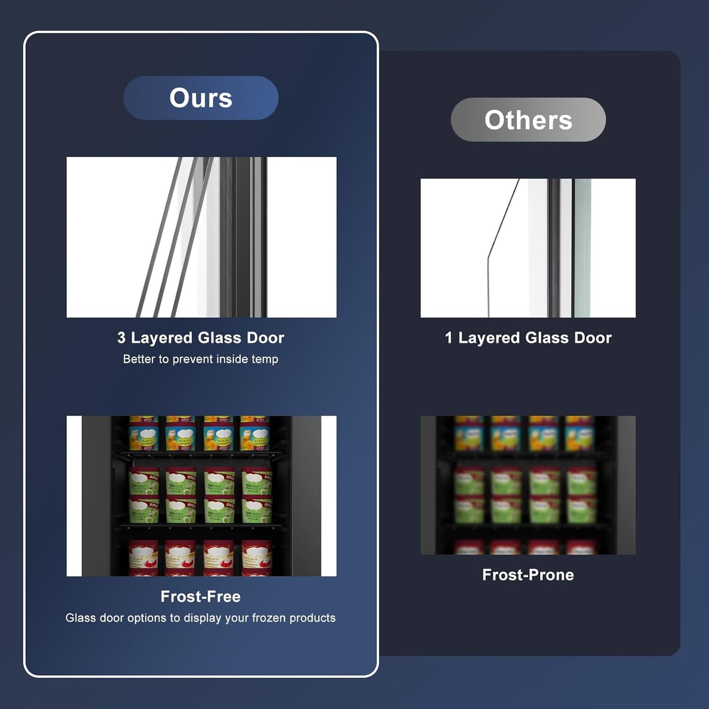 Northair Mini freezer 2.1 Cu Ft Glass Door Display, 2 Removable Shelves, 7 Temperature Settings -8°F to 14°F, Black
