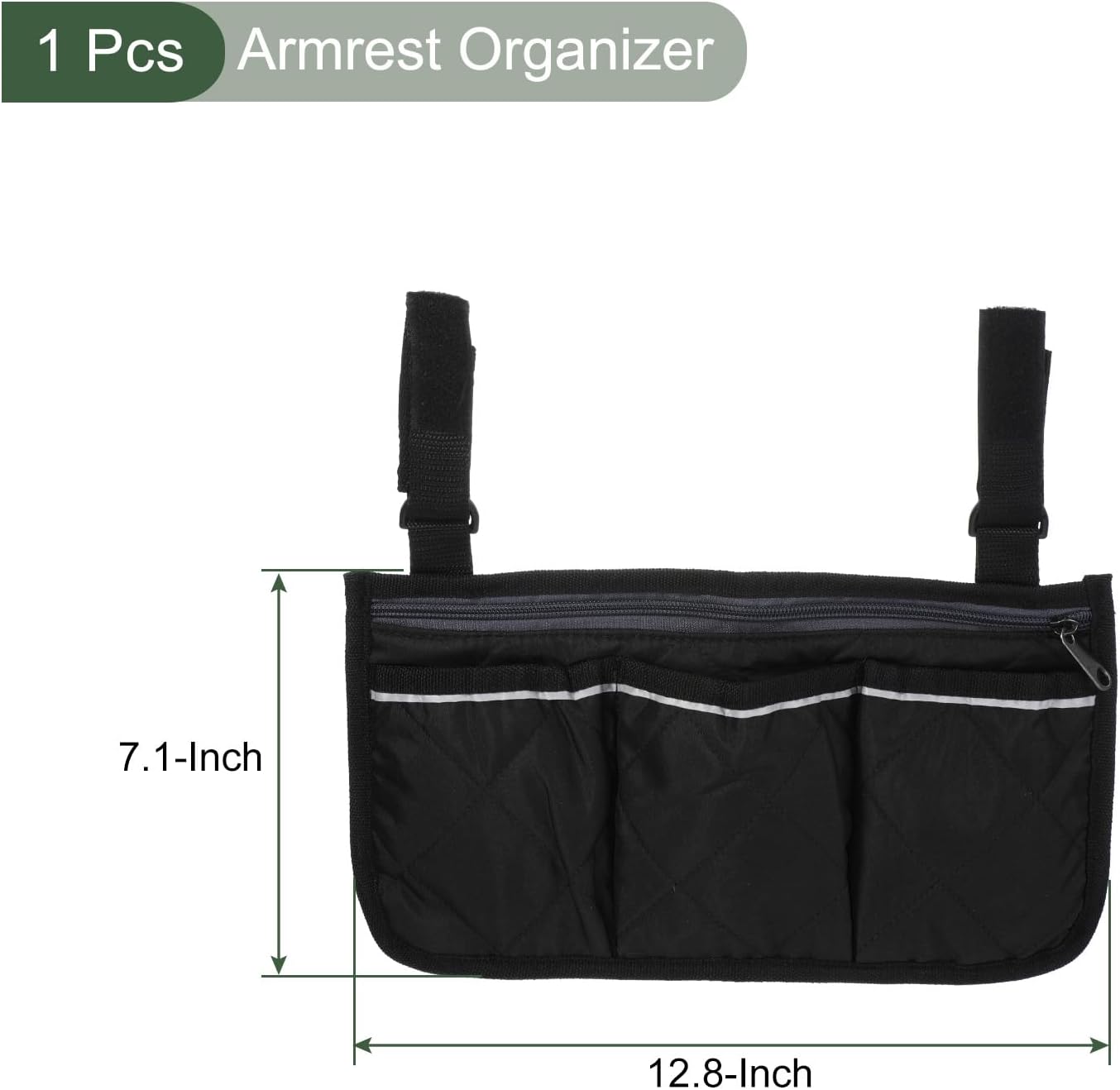 YOKIVE Armrest Organizer, Waterproof Chair Snack Storage Bag with Strap, Great for Camping Beach Daily Use (Black, 4-Pocket)
