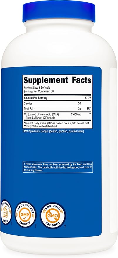 Nutricost CLA (Conjugated Linoleic Acid) 2,400mg, 240 Softgels - Gluten Free, Non-GMO, 800mg Per Softgel (2 Bottles)