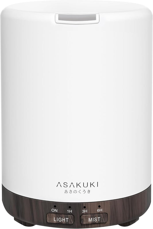 ASAKUKI 300ML Essential Oil Diffuser, Quiet 5-in-1 Premium Humidifier, Home Fragrance Aroma Diffuser with 7 LED Color Changing Light and Auto-Off Switch -Dark Brown