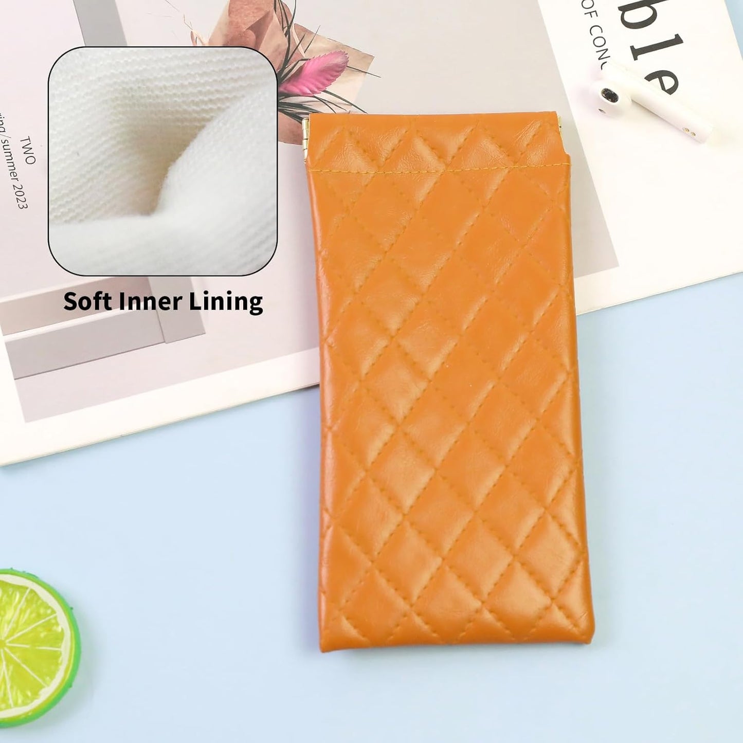 Double Eyeglass Case Soft Dual Glasses Case for Women Men Travel Squeeze Top Sunglasses Cases Eyeglasses Pouch