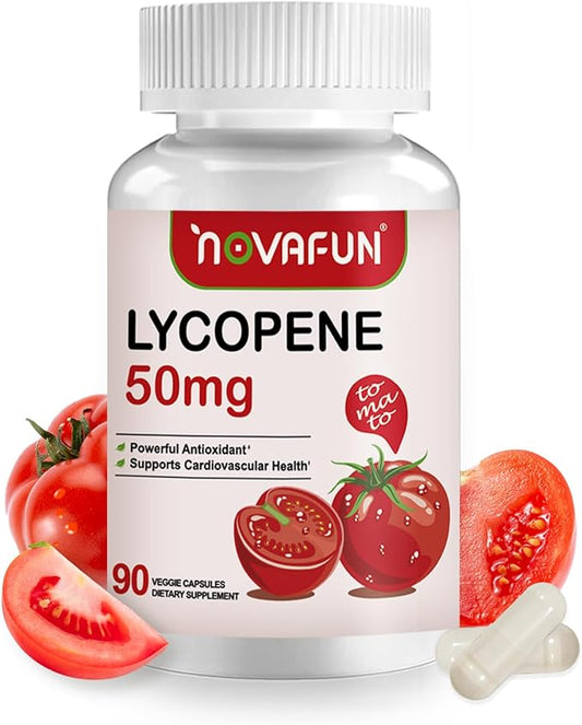 Lycopene Supplements for Men 50mg, Natural Tomato Antioxidant Supplement, 90 Veggie Capsules-Cardiovascular Health, Immune Support & Skin Health, 3 Month Supply
