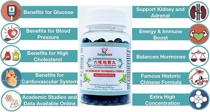 Liu Wei Di Huang Wan 六味地黄丸 - Six Ingredient Rehmannia Formula -Energy & Immune Boost, Balances Hormones, Lipids & Blood Pressure -Support Cardiovascular -All Natural -400 Ct (2 Bottles)