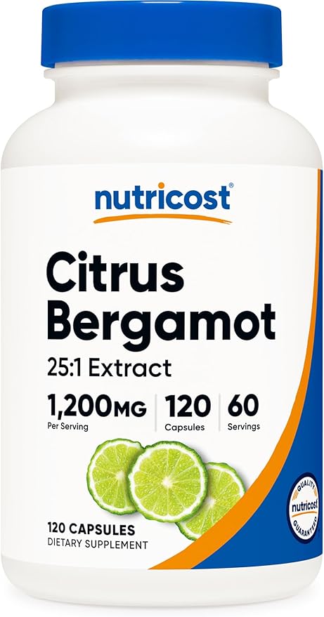 Nutricost Citrus Bergamot Capsules 1,200mg, 120 Capsules - 25:1 Bergamot Extract - 60 Servings, Gluten Free, Vegan & Non-GMO