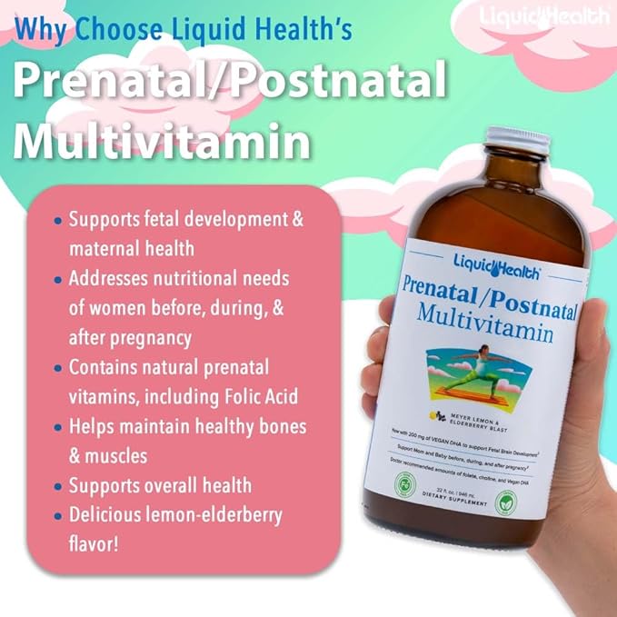 LIQUIDHEALTH Complete Multiple & Prenatal/Postnatal Multiple Liquid Vitamin Bundle - Adult Daily Multivitamins for Men & Women, Immune Support, Pregnancy Vitamins for Mom & Baby - USA Made, Vegan