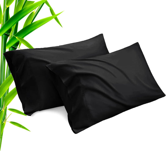 TELUS Pillow Cases King Size 2 Pack, Bamboo Rayon Cooling Pillowcases with Envelope Closure, Cool Breathable Pillow Case for Hot Sleepers & Night Sweats, 20x36 inches, Black