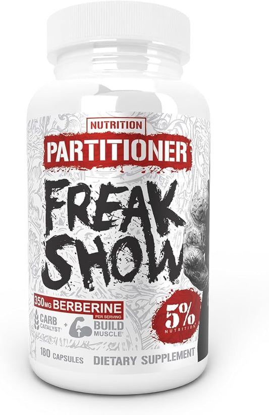 5% Nutrition Rich Piana Freak Show | Muscle Builder | Berberine, Gymnema Sylvestre, Banaba Powder | 180 Capsules (30 Days)