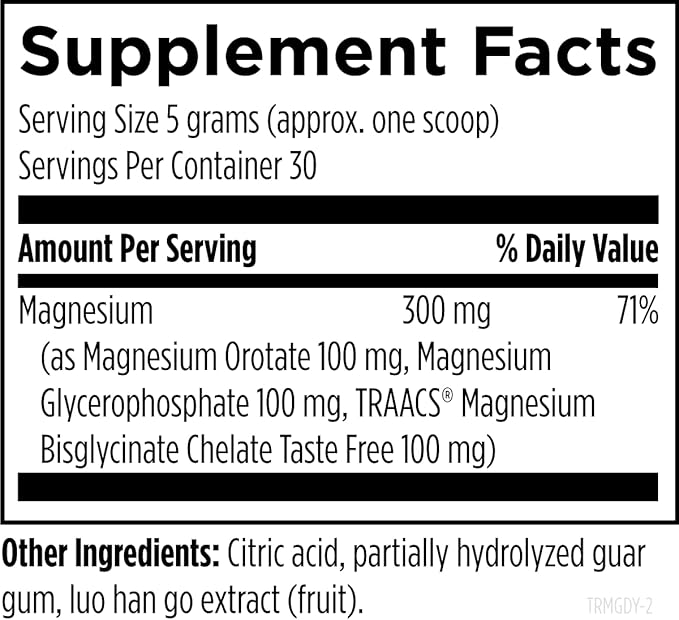 Designs for Health TriMag Supreme Powder - 300mg Triple Magnesium Drink - May Support Heart Health & Energy - Magnesium Orotate, Glycerophosphate + Bisglycinate Chelate (30 Servings / 150g)