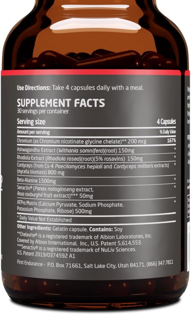 FIRST ENDURANCE OptygenHP - Premium Endurance Supplement | Boost Power | Increase Performance and Endurance | Improves Oxygen Utilization| 120 Capsules