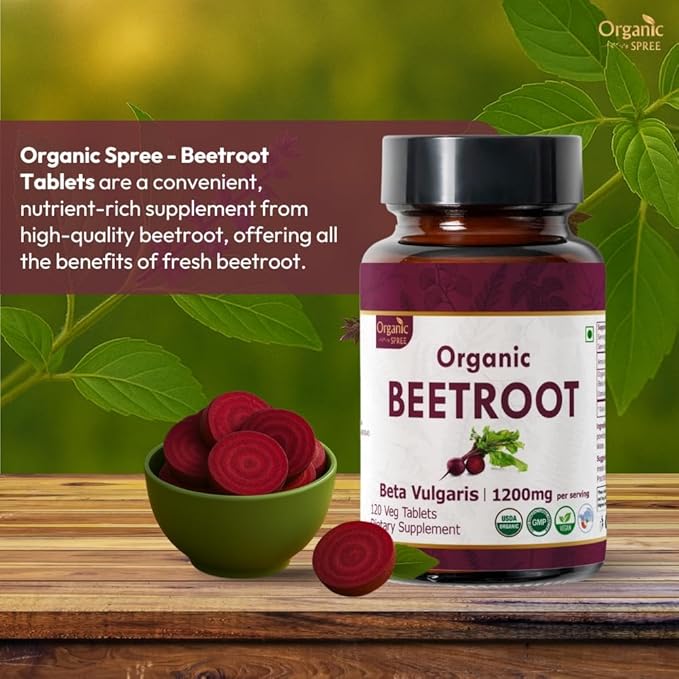Beetroot 120 Tablets | Beta Vulgaris (Beetroot) | USDA Organic Certified | Organic and Natural 120tab