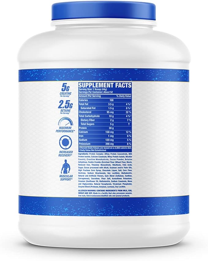 Ronnie Coleman Signature Series Pro-Antium Whey Protein Powder with BCAA’s and EAA’s, Creatine for Recovery and Lean Muscle Support, 30g Protein Per Serving, Double Chocolate Cookie, 5 Lb
