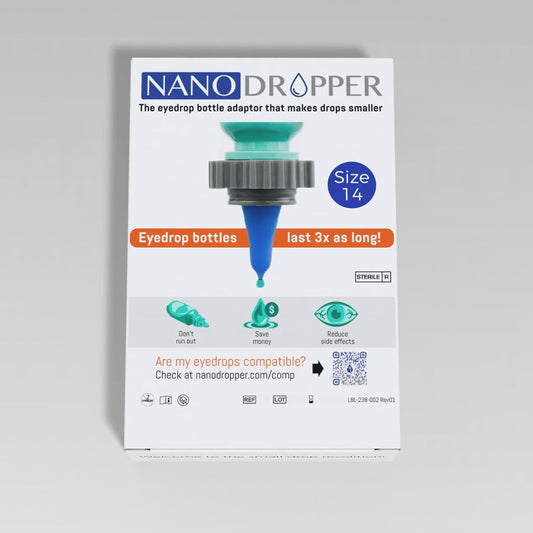 NANODROPPER SIZE 14 Adaptor for Eyedrop Bottles - Volume Reducing Adaptor to Extend Bottle Life