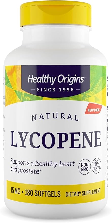 Healthy Origins Lycopene 15 mg (Natural, Non-GMO, Gluten Free, Skin Support, Prostate Support), 180 Softgels