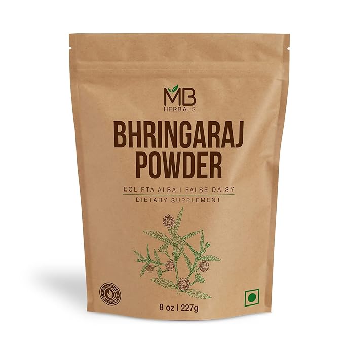 MB Herbals Pure Bhringraj Powder 227g | 8 oz | 0.5 LB | Bhringaraj | 100% Pure Eclipta alba Powder | Hair Care