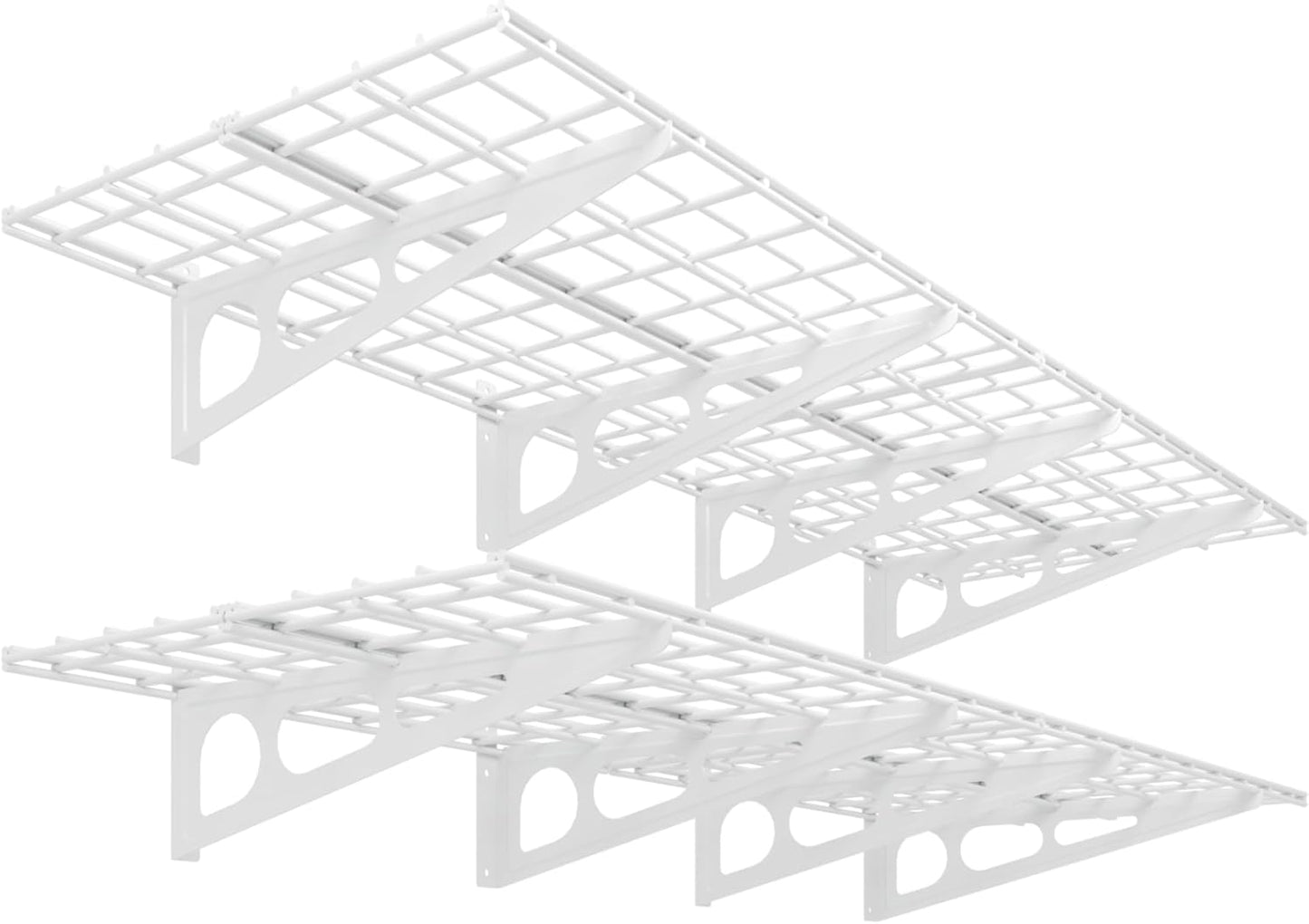 FLEXIMOUNTS 2-Pack 2x6ft 24-inch-by-72-inch Wall Shelf Garage Storage Rack Floating Shelves, 1200 lbs Load Capacity, White, Classic Series