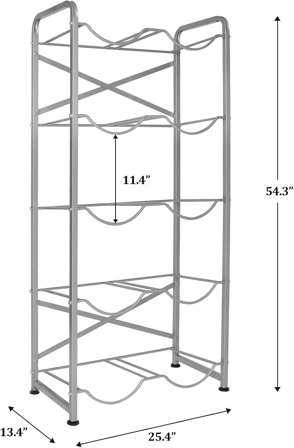 5 Gallon Water Bottle Holder for 10 Bottles, 5 Tiers Heavy-Duty Water Cooler Jug Rack with Reinforcement Frame for Kitchen Office, Silver Grey