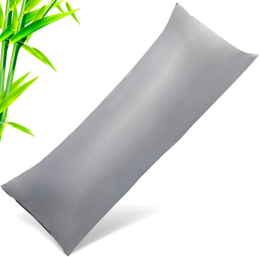 Body Cooling Pillow Cases Cover, Bamboo Rayon Dark Grey Body Pillowcases with Zipper Closure, Cool and Breathable Pillow Case for Hot Sleepers and Night Sweats, 20x54 inches