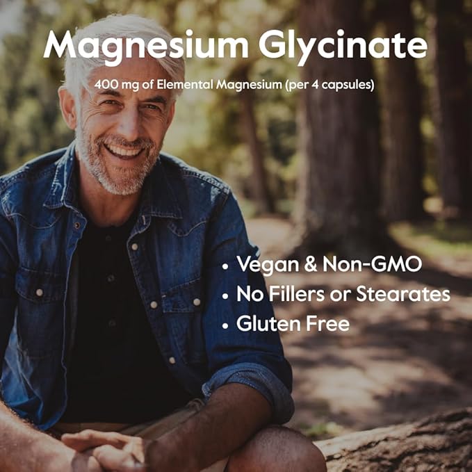 BESTVITE Filler-Free Magnesium Glycinate - 400mg of Magnesium per Serving (240 Veg Caps)- Chelated Bisglycinate for Muscle, Relaxation, Stress & Sleep Support* - For Men & Women - No Stearates - Vegan
