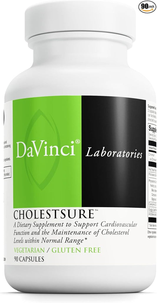 DAVINCI Labs CholestSure Supplement - Supports Cardiovascular Function, Helps Maintain Healthy Cholesterol Levels in a Normal Range* - Gluten-Free - 30-Day Supply - 90 Vegetarian Capsules