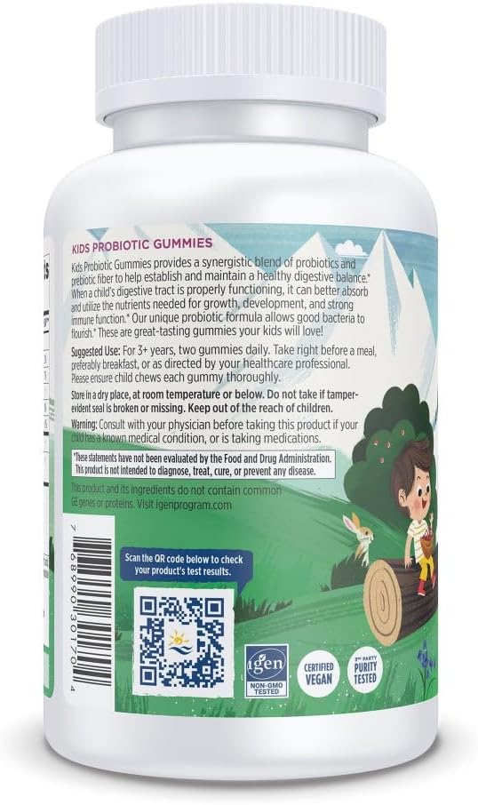 Nordic Naturals Kids Nordic Flora Probiotic Gummies, Merry Berry Punch - 60 Gummies - 1.5 Billion CFU & Prebiotic Fiber - Non-GMO, Vegan - 30 Servings
