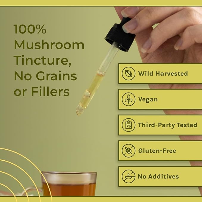 Naturealm Chaga Mushroom Liquid Tincture Supplement – Immune Support, Antioxidant Boost & Hair, Skin, Nail Health, Vegan, Non-GMO – Wild-Harvested Fruiting Bodies, 1 Month Supply