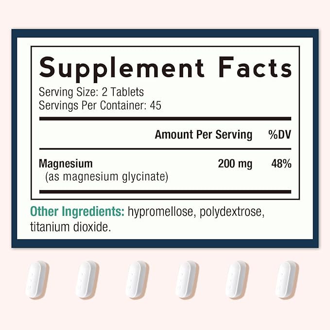 Doctor's Recipes Magnesium Glycinate, Chelated Magnesium with High Absorption & Non-Buffered, Easy on Stomach, No Gluten, Bone, Muscle, Nerve & Energy Support, 90 Tablets