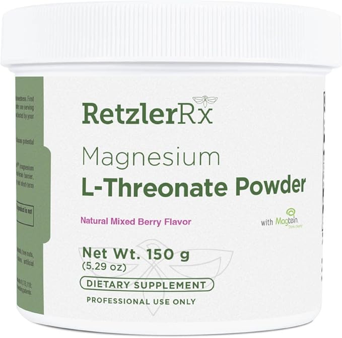 Magnesium L-Threonate Powder with Magtein - Brain-Supporting Magnesium Threonate Complex - Mixed Berry, Gluten-Free Supplement for Cognitive Health - 60 Servings