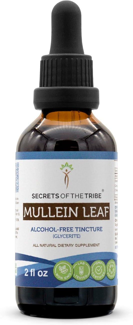 Secrets of the Tribe Mullein Leaf Tincture Alcohol-Free Liquid Extract, Made with Mullein (Verbascum thapsus) (2 FL OZ)