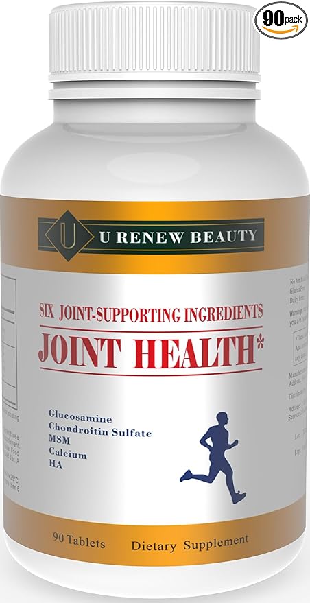 Glucosamine Chondroitin MSM and Hyaluronic Acid Supplements with Glucosamine Hydrochloride 1400mg&MSM 1350mg,Used for Cartilage & Joint Support&Flexibility,Non-GMO Ingredients,90 Tablets