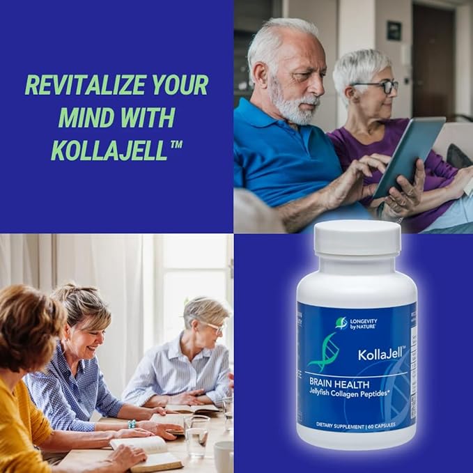 KollaJell Collagen Peptides Brain Supplement, Memory Pills and Focus Supplement for Brain Health and Cognitive Support, 60 Capsules