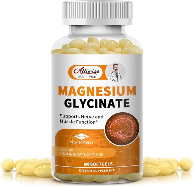 Magnesium Supplement Softgels, Easy Absorption Magnesium Glycinate 400mg with Vitamin B6,D3, High Bioavailability Magnesium for Sleep & Calm Support, Nervous, Muscle & Bone Health,180count