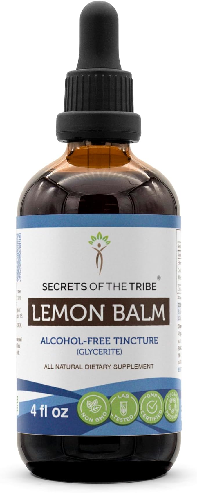 Secrets of the Tribe Lemon Balm Alcohol-Free Liquid Extract, Lemon Balm (Melissa officinalis) Tincture Supplement (4 FL OZ)