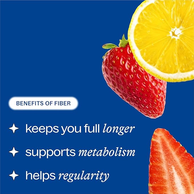 Daily Fiber Supplement Packets with Collagen, Probiotics & Electrolytes | Single Serve Packets for Gut Health, Digestion & Debloating | Strawberry Lemonade | 10 Count